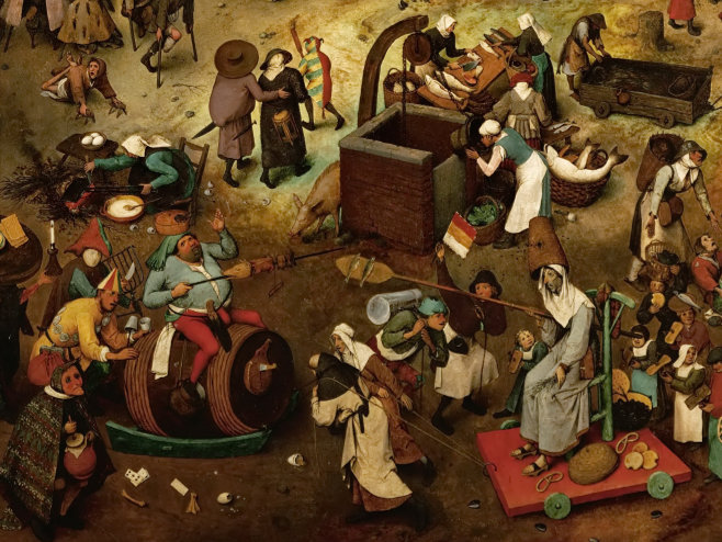 Pieter Bruegel the Elder's 'The Fight Between Carnival and Lent', detail. (1559) Kunsthistorisches Museum, Vienna, via Wikipedia, used w/o permission.