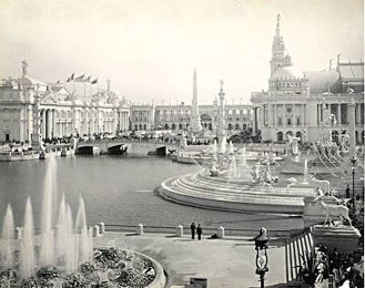 Charles Dudley Arnold's photo of Chicago Expo 1893; Court of Honor, Columbia fountain.