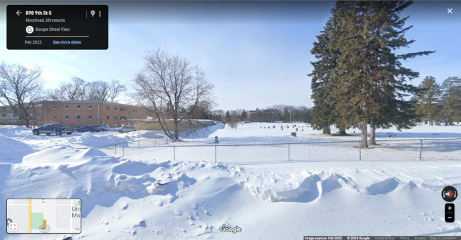 Google Street View's image: Prairie Home Cemetery, seen from near 9th Street South and 9th Avenue South, Moorhead, Minnesota. (February 2022) via Google Street View, used w/o permission.