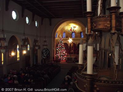 Inside Our Lady of the Angels church, Christmas Eve. Sauk Centre, Minnesota.