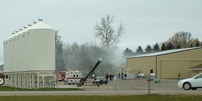 To the forklifts! Fire at UAP, Sauk Centre.