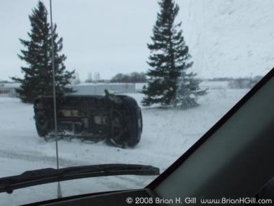 Vehicle on its side, I94, Minnesota