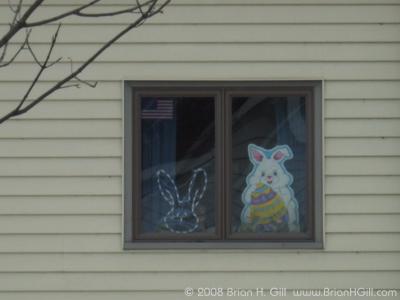 Window Easter decorations in Sauk Centre, Minnesota