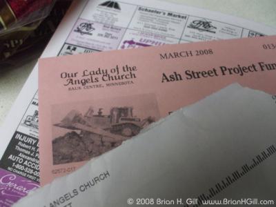 Ash Street Project Fund envelope: "the pink bulldozer"