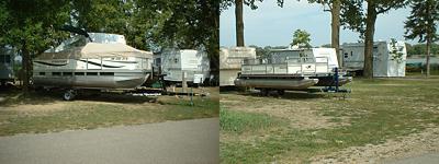 Pontoon boats at Sauk Centre lakeside park