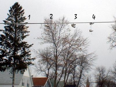 even more shoes hung out over Sauk Centre's streets
