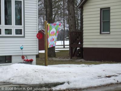 Spring banner, Winter Snow, Sauk Centre, Minnesota